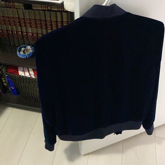 Navy blue velvet bomber - Picture 2 of 3
